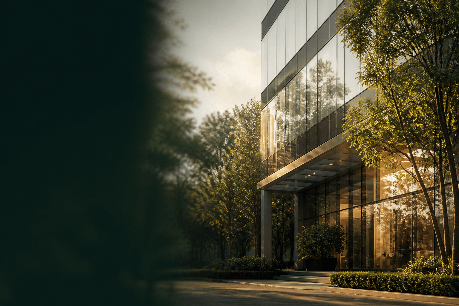 Modern office building and growth-focused website preview